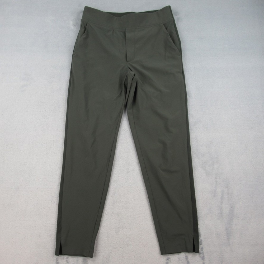 Athleta Brooklyn Ankle Pant Womens 2 Green Ribbed Trim Tapered Slit Hem
